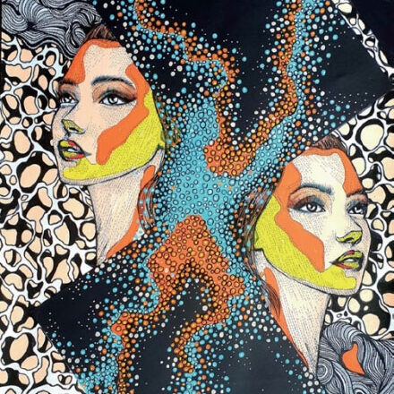 아즈네타 유수프, 양면, 59.4×42cm, Mixed media on canvas, 2023, 싱가포르