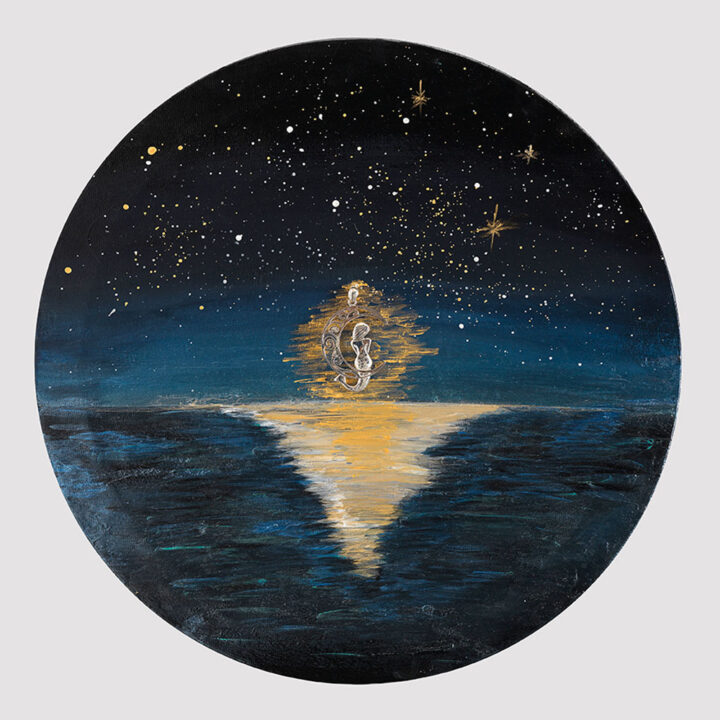 문경양, 기다림, 40×40cm, silver and acrylic on canvas, 2024