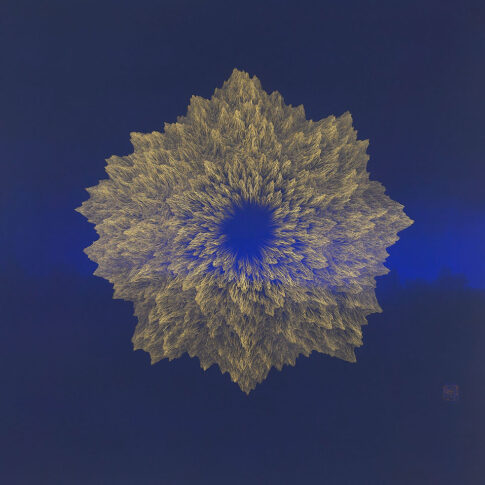 임진성, 부유하는몽유금강, 한지에 수묵채색과 니금, 100 x 100 cm, 2024