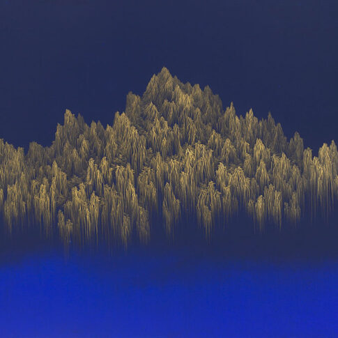 임진성, 부유하는몽유금강, 한지에 수묵채색과 니금, 60 x 90 cm, 2024