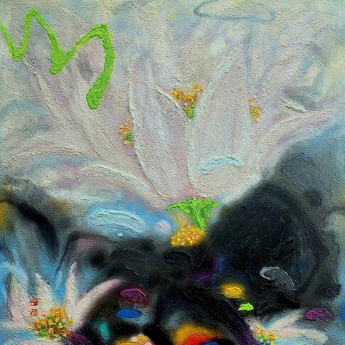 Hongsoo Park, 意境Sound-散調, 91×91cm, Korean ink, coloring+mixed media, 2024