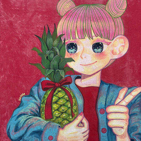 Lee Jisoo, Pineapple BANG!, 40x55.5cm, Buncha on paper, 2024