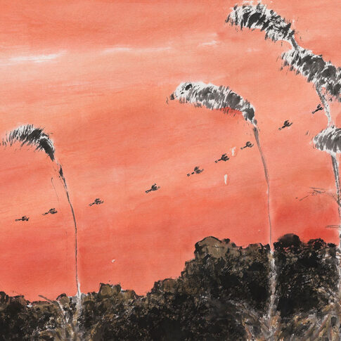 황기환, 노을, 45x35cm, color on korean paper, 2024