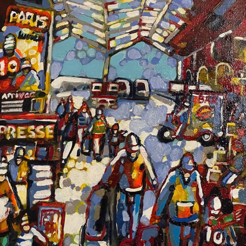 에릭 르깜, 파리, 리용 역의 여행자들, acrylique & oil on canvas, 25F(81x65cm), 2021