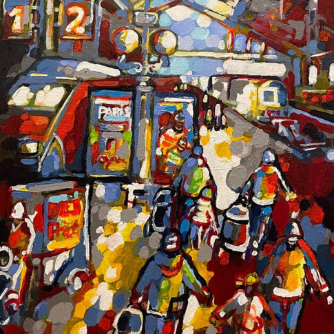 에릭 르깜, 파리, 북 역의 여행자들, acrylique & oil on canvas, 25F(81x65cm), 2021