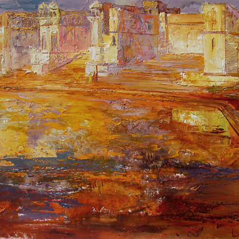 에르베 로알리에, 석양의 타오르는 불꽃, oil on canvas, 30F(92x73cm), 2004