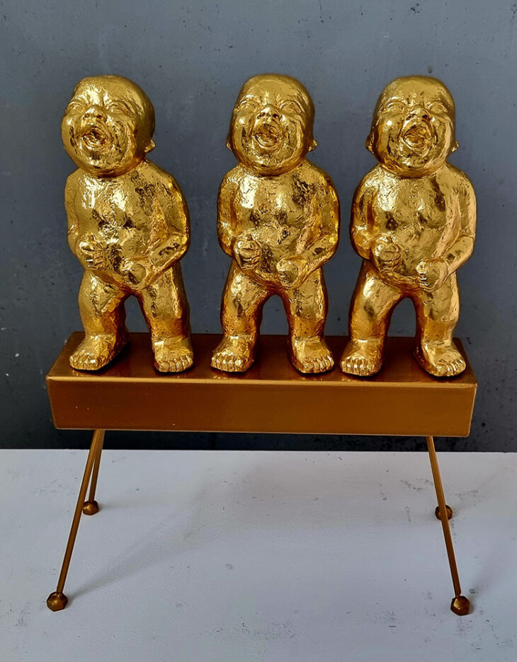 이기원, 세상을 바라보다, 33×13×40cm, steel, glid on resin, 3 dimension, 2023