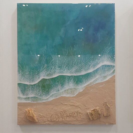 서동빈, 바다 그리고 추억(be happy), 65.1×60.5cm, resin on canvas, 2024