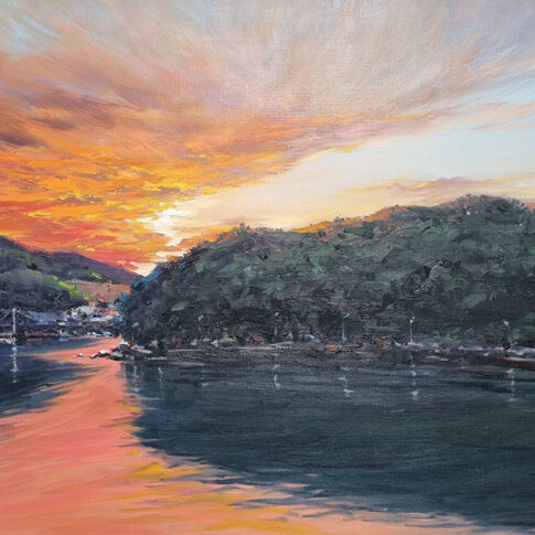 박은숙, 여수바다 붉은노을, 72.7×50cm, Oil on canvas, 2022