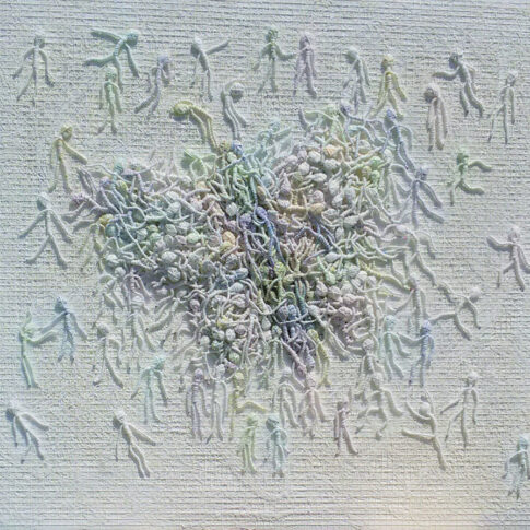 주미희, 공간속의 이야기, 83cmx64cm, 가는실, 가는철사, 2020