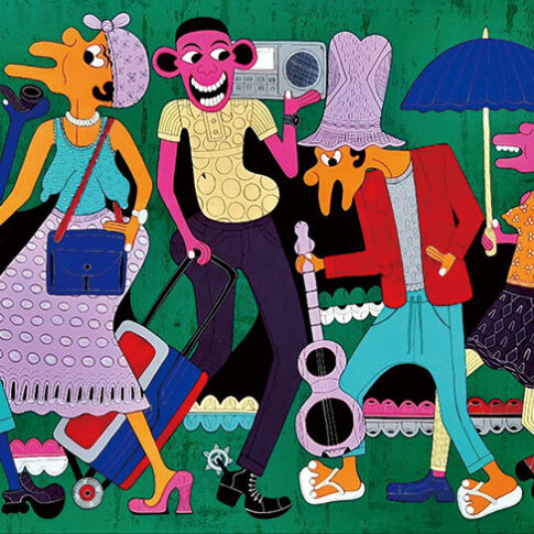 Hendrick Lilanga, Happy life, 100x200cm, gloss on canvas, 2024