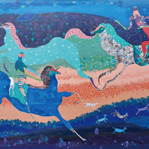 압두나 카사, 꿈을 향한 여정Adugna Kassa, A journey to dreams, 100x150cm, mixed media on canvas, 2023