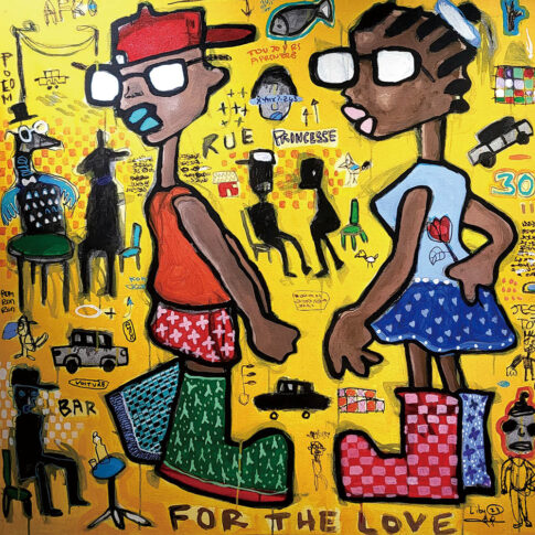 Liby O.Lougue, The lover,100x100cm, mixed media on canvas, 2023