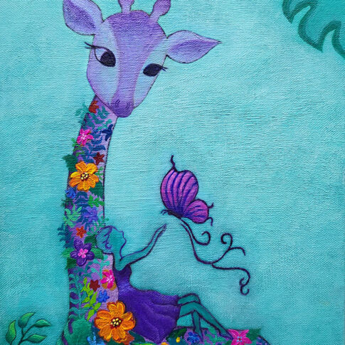 Cho Ok Keum, Greeting of Love, 24.2×33.4cm, mixed media on canvas, 2023