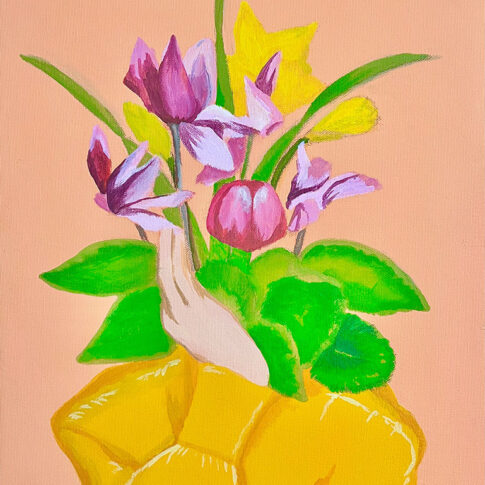 Sim Seyeon, Portrait 23, 40.9x31.8cm, gouache, oil pastel on canvas, 2024