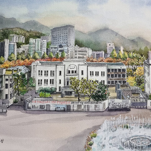 Kyungmin Kim, Old Jeonnam Provincial Office, 27×41cm, pen·watercolor on paper, 2023