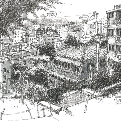 Chaeeun Seo, 34, Deoklim-gil, Nam-gu, 24×34cm, pen·marker on paper, 2024