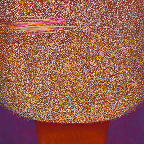 조정숙, 밥꽃-가득 가득, 넘치게, 135×70cm, color on Korean paper/collage, 2023