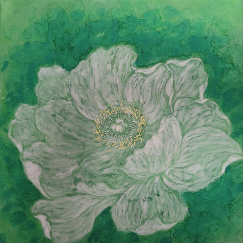 한향미, 부귀영화, 33×33cm, coloring on top of the paper, 2024