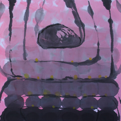 정인수, 우아한 속삭임 1, 72.7×72.7cm, cloth water ink coloring, 2024