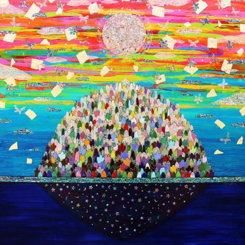 김가빈, Gorgeous Island 24gb01, 칠보, 자개, 아크릴, 메탈, 131 x 131 cm, 2024