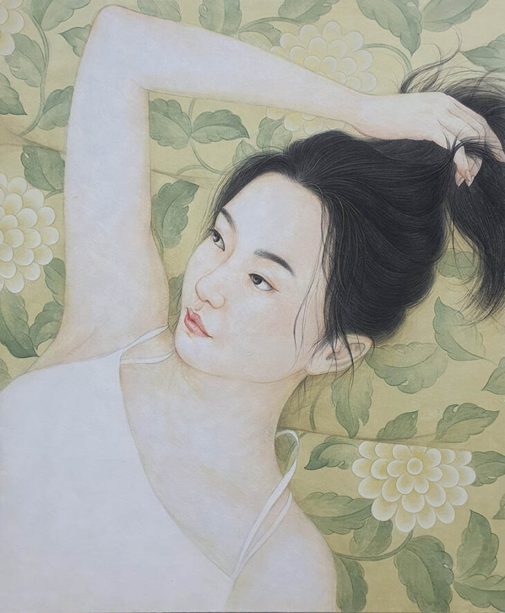 고미아, 여인의 향기, 73×62cm, ink wash and coloring on hanji, 2024