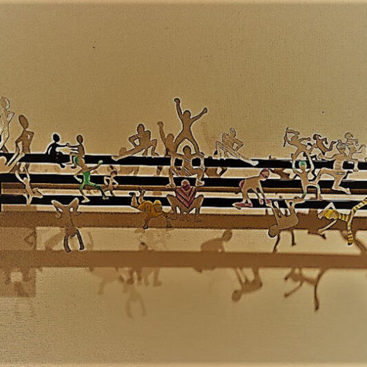 황경숙, 길 위의 사람들, 100×20×20cm, tainless steel, zinc angle, urethane painting, neodymium magnet, 2020