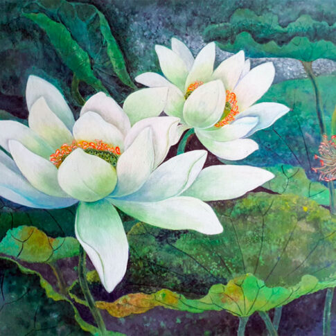 이춘이, Happy day, 100x80.3cm, 장지에 분채, 석채, 2021