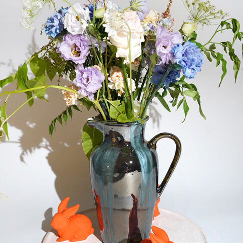 고우정, 토끼의 정원, 25x25x40cm, vass, 도자, 2024