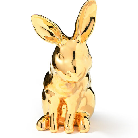 윤정선, A Bunny, 14x25x30cm, ceramic, gold, 2023