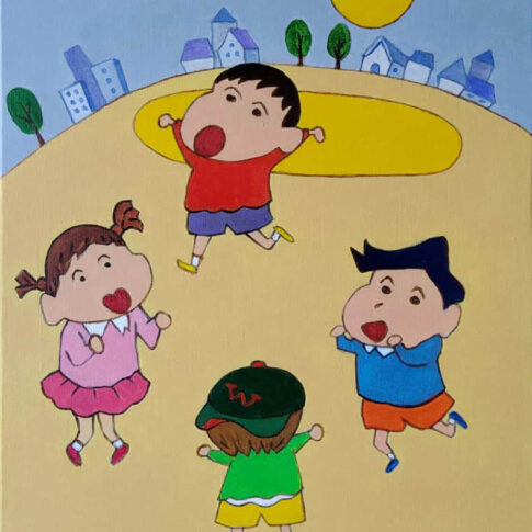 김순정, 얘들아 저녁먹어, 40.9x31.8cm, acrylic on canvas, 2024