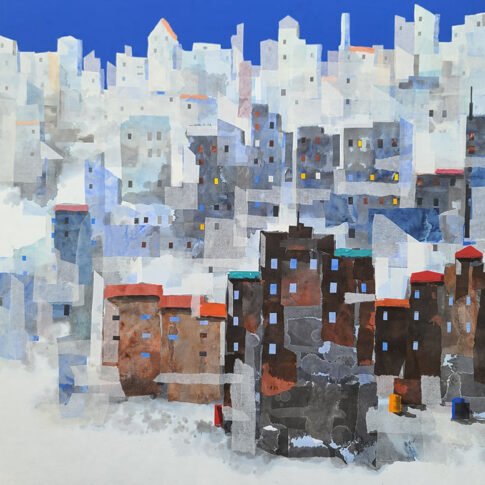 Jikwang Jeong, A Dazzling every day, 91.0×116.8cm, long paper Korean paper collage, 2024