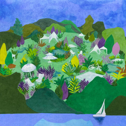 Yubeen Lee, Private Island, 61x73cm, coloring on korean paper, 2022