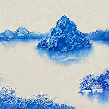 Yubeen Lee, Flowing Place, 65.5x180cm, coloring on korean paper, 2023