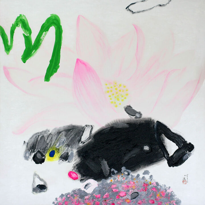 박홍수, 意境-소리(散調), 116×116cm, canvas+su muk(ink), 2024