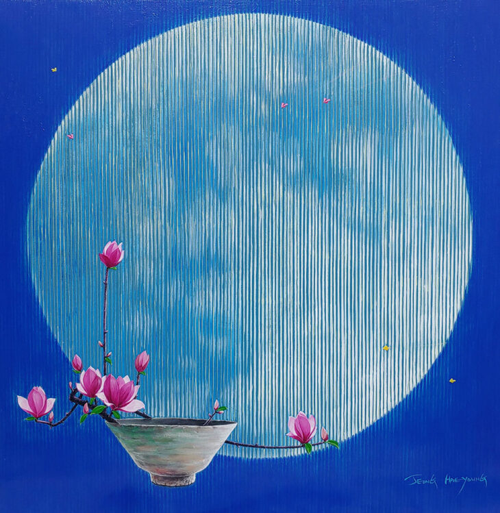 정해영, 기쁜소식, 72×72cm, acrylic on Korean paper, 2024