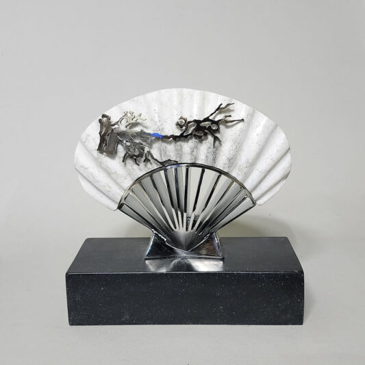 천원식, 천상의 선물-내안에 너 23-4, Stainless Steel, 이태리 대리석, 245×103×240mm, 2023