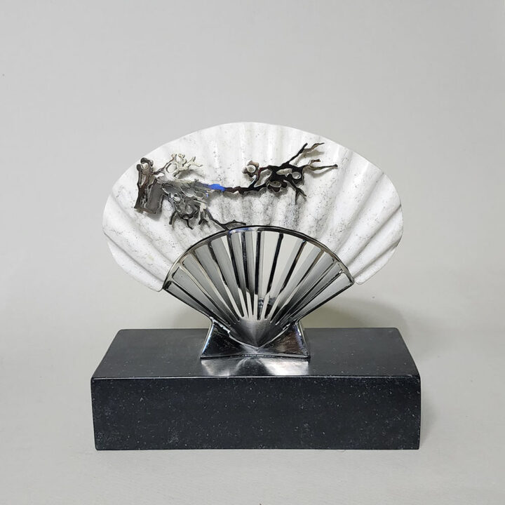 천원식, 천상의 선물-내안에 너 23-4, Stainless Steel, 이태리 대리석, 245×103×240mm, 2023