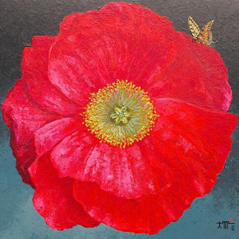 김대진, 충돌 전 침묵, 70×70cm, acrylic on canvas, 2025