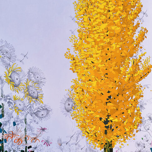 박유자, 자연속으로-가을, 227.3×145.5cm, acrylic and oil on canvas, 2022