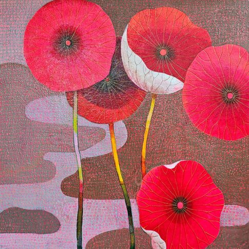 정미희, 연이야기, 90×90cm, mixed on canvas, 2024