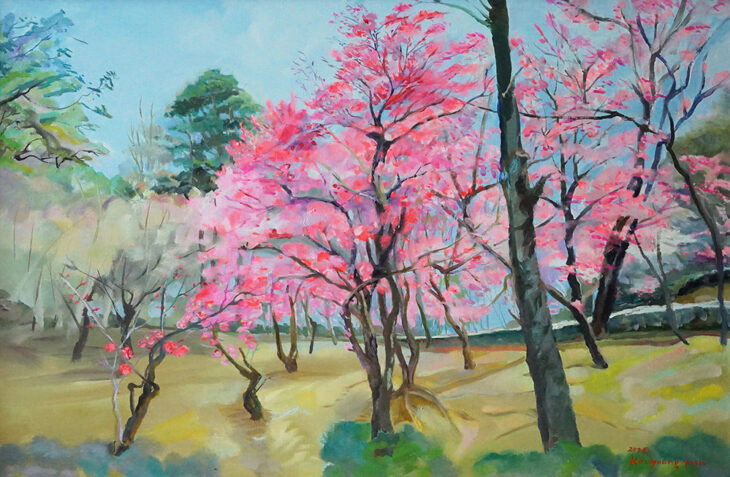 고영준, 홍매화, 65.2x100.0cm, oil on canvas, 2025