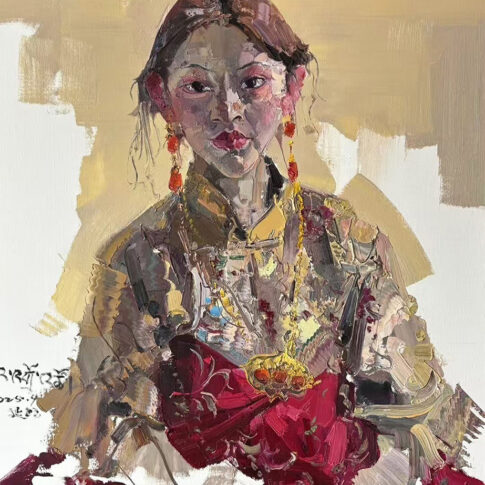 Yanzhao Zhang, Tibetan Girl, 80.0x80.0cm, oil on canvas, 2025