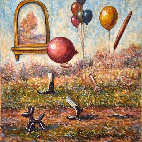 양지수, 공상, 44.8×37.5cm, mineral pigment and dye on silk, 2025