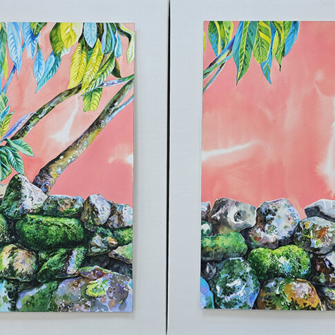 Sops_feather, Standing at the Edge of Memory, Gazing Beyond, 46×61cm, watercolors on arches, 2024