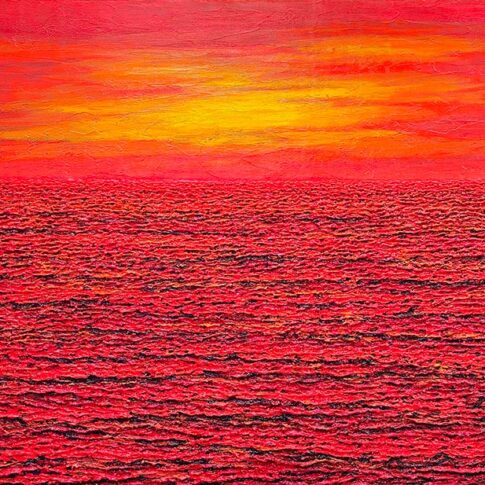 우미경, 붉은 바다, 내 안의 깃발, 80.3×130.3cm, acrylic on canvas, 2025