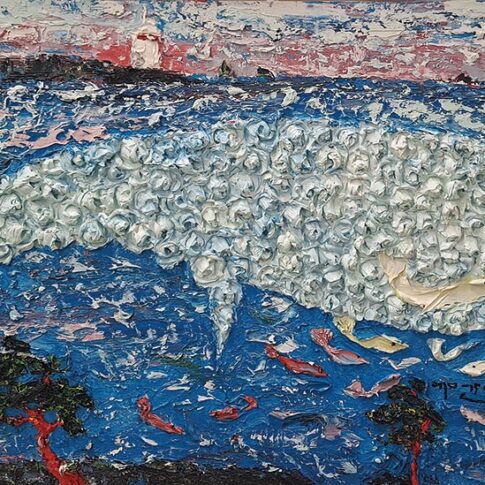 김강수, 멀고 험한 고래사랑, 33×53cm, oil on canvas, 2023