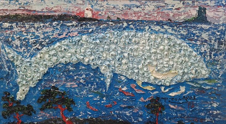 김강수, 멀고 험한 고래사랑, 33×53cm, oil on canvas, 2023