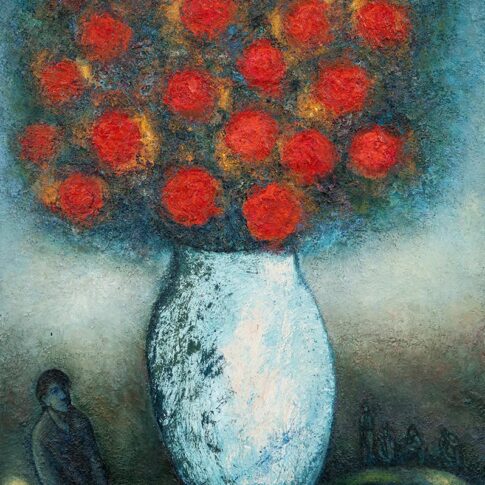 한희원, 꽃과 순례자, 162.2×130cm, oil on canvas, 2024