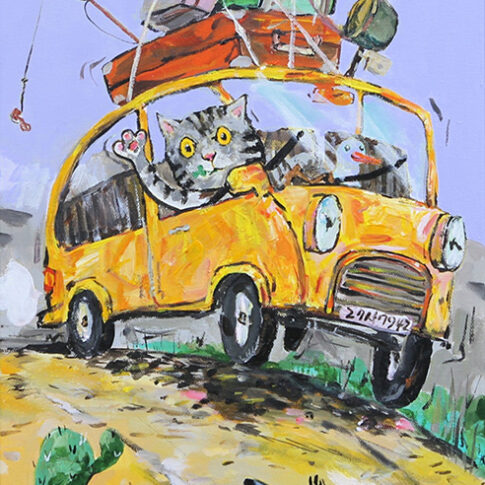 박정일, 가족, 60×30cm, acrylic on canvas, 2025